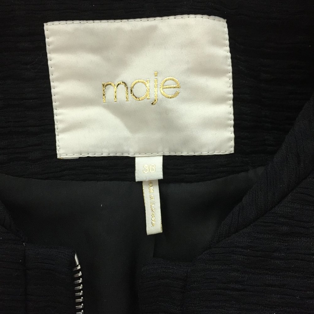 Maje Textured Fabric Elastic Waist Zip Up Jacket - image 2